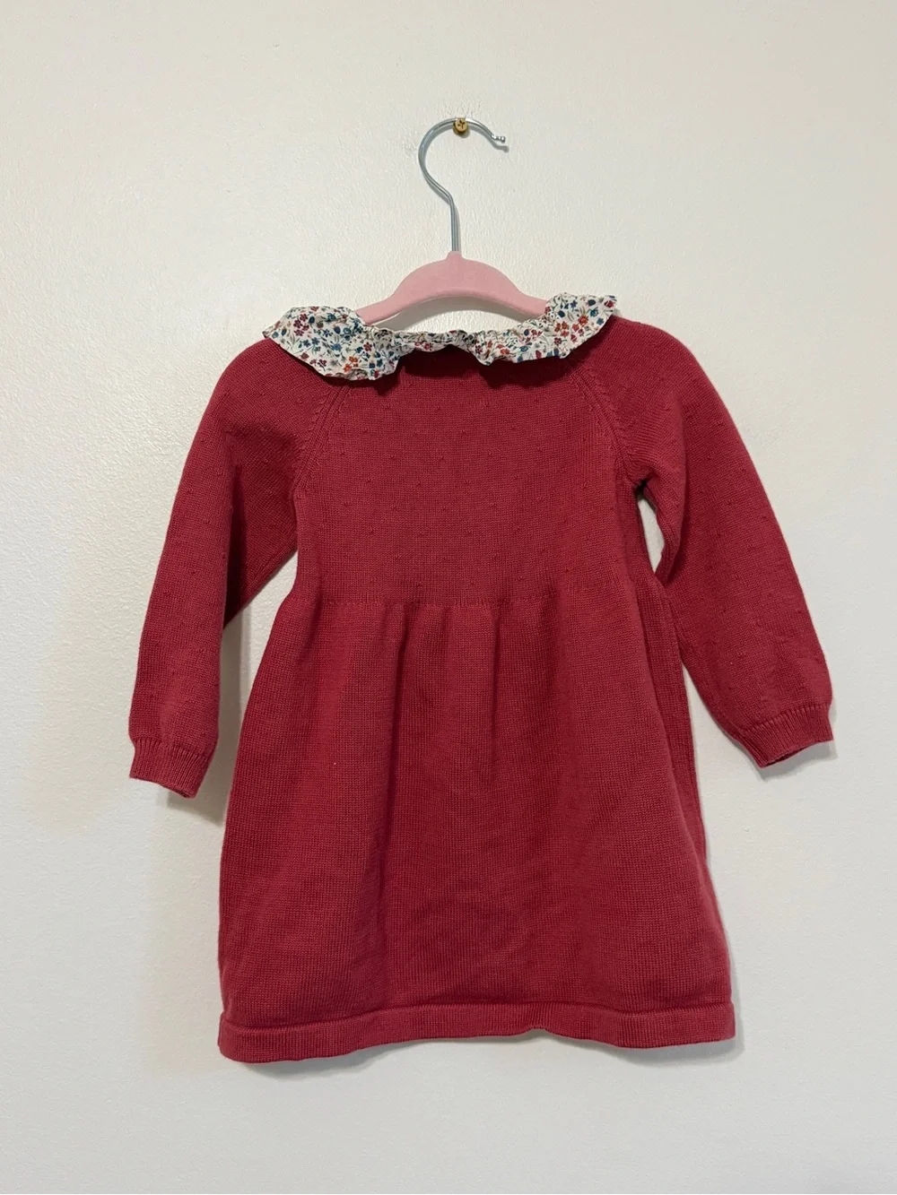 Edgehill Collection Baby Girl Sweater Dress 9M Floral Red Fall Winter